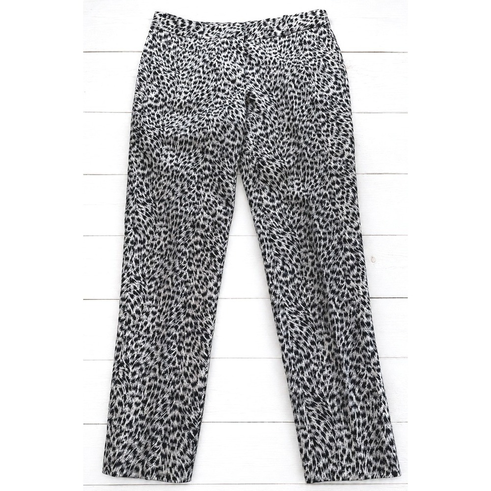 Michael Kors Trousers Black White Animal Print Straight Leg Career Casual Size 2